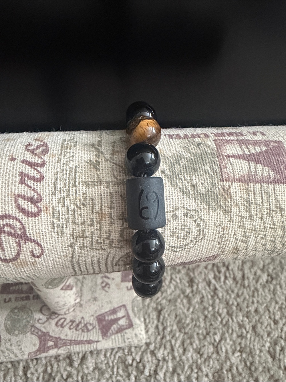 Zodiac Black and Brown Beaded Men's Bracelet - Minimal Matte Accent